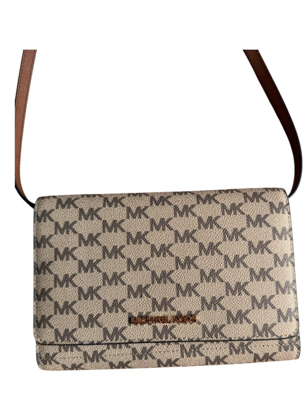 NEW Michael Kors Brown and Tan Leather Crossbody / Clutch